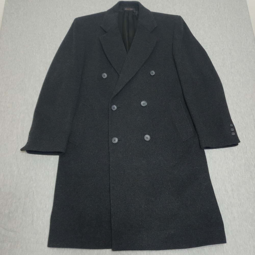 Italian Wool‎ Cashmere Overcoat Mens 40S Short Black Double Breasted Jacket
